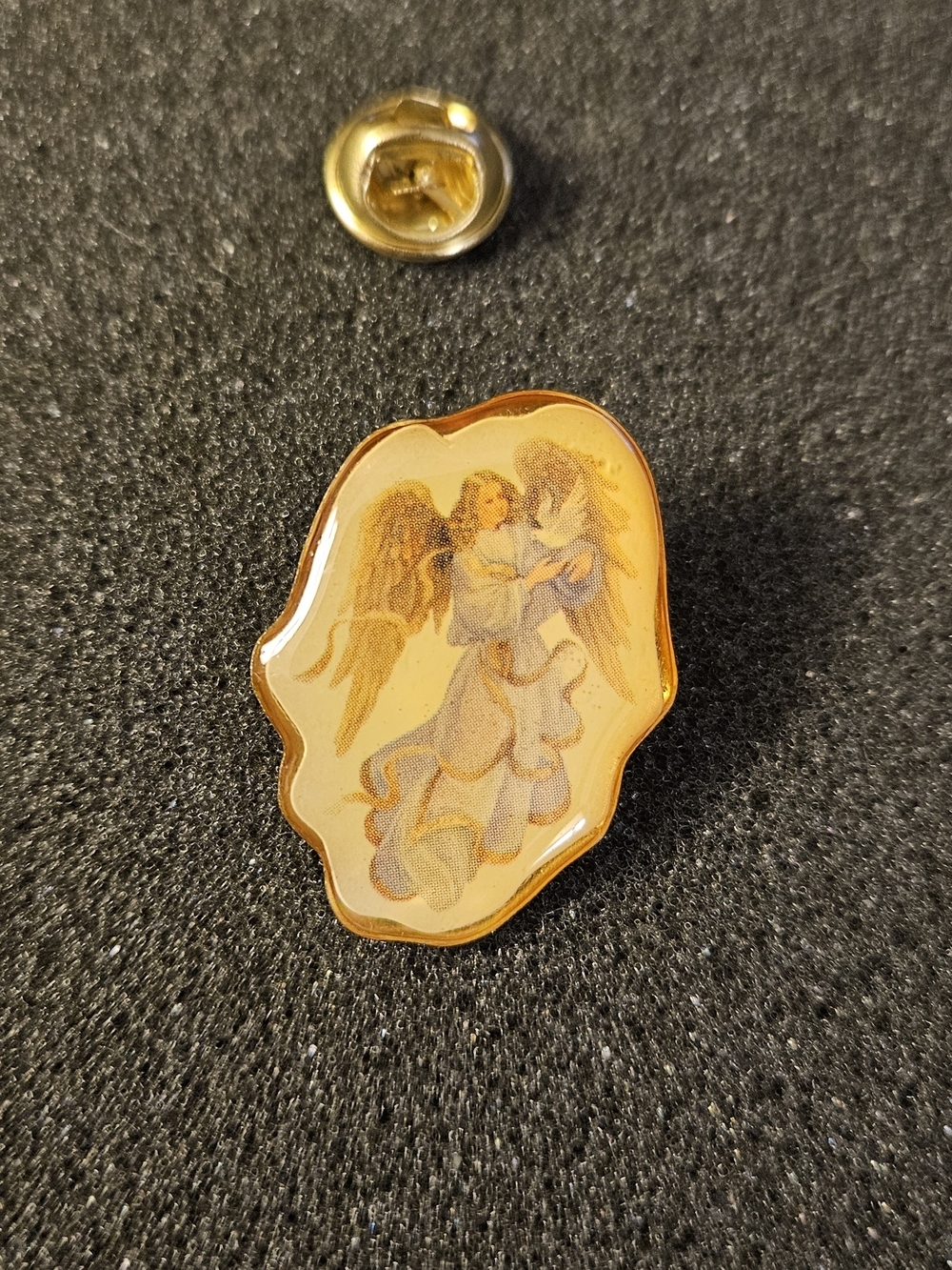 Guardian Angel With Dove Gold Tone Vintage Lapel or Tie Pin